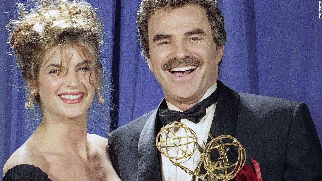 Alley and Burt Reynolds share a laugh backstage at the Emmy Awards in Pasadena, California in 1991. Both won awards for best acting in a comedy series, Alley for &quot;Cheers&quot; and Reynolds for &quot;Evening Shade.&quot;