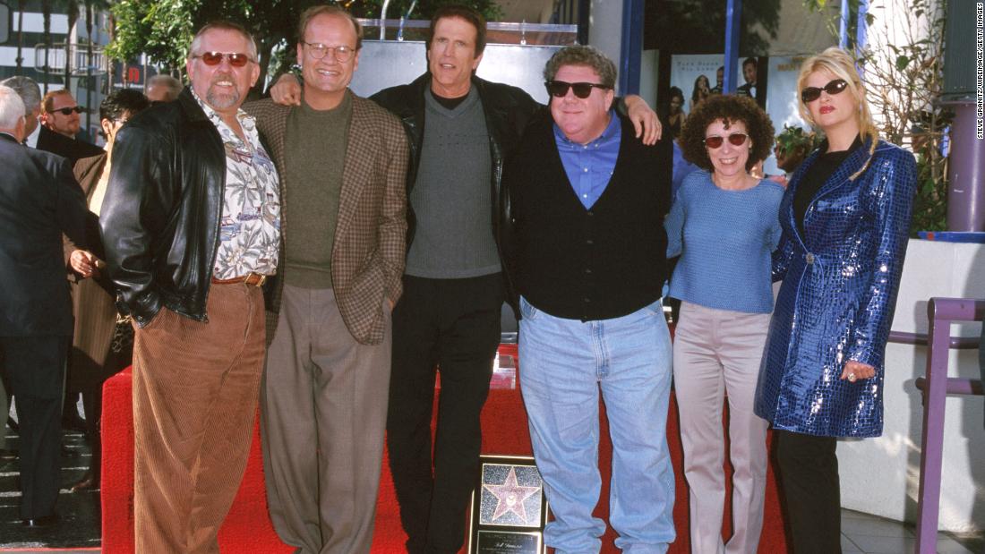 Alley, right, joins her fellow &quot;Cheers&quot; cast mates John Ratzenberger, Kelsey Grammer, Ted Danson, George Wendt and Rhea Perlman to celebrate Danson&#39;s induction into the Hollywood Walk of Fame in 1999.  