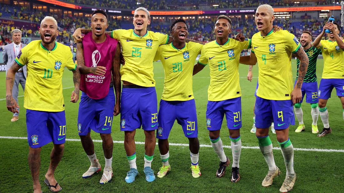 In a nod to Pele, Brazil put on their dancing shoes