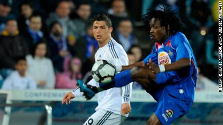 Boateng battles Cristiano Ronaldo while playing for Spanish club Getafe in 2010.