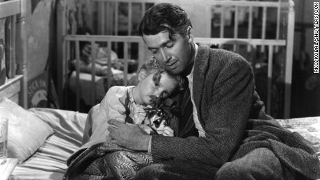 Karolyn Grimes and James Stewart in &quot;It&#39;s A Wonderful Life.&quot;