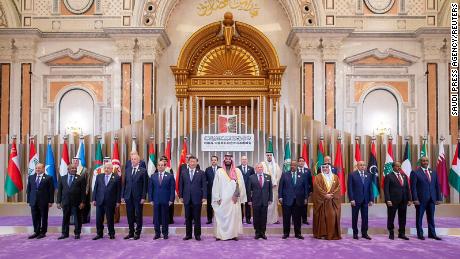 Chinese leader Xi Jinping and Arab counterparts pose for a group photo during the China-Arab summit in Riyadh on December 9, 2022.