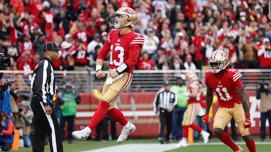San Francisco 49ers quarterback Brock Purdy celebrates after running for a touchdown against the Tampa Bay Buccaneers on December 11. The rookie also threw for two touchdowns in the &lt;a href=&quot;https://www.cnn.com/2022/12/11/us/brock-purdy-tom-brady-upset-win-spt-intl/index.html&quot; target=&quot;_blank&quot;&gt;35-7 blowout win&lt;/a&gt;.