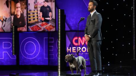 NEW YORK, NEW YORK - DECEMBER 11: Kuma Theroux and Justin Theroux speak onstage during the 16th annual CNN Heroes: An All-Star Tribute at the American Museum of Natural History on December 11, 2022 in New York City. (Photo by Kevin Mazur/Getty Images for CNN)