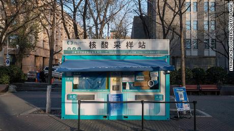 A closed Covid testing booth in Beijing, China, on Tuesday, December 13. 