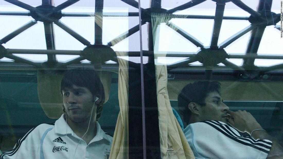 Messi, left, and Argentina teammate Julio Cruz arrive in Italy for a friendly match in May 2006. Argentina was preparing for the World Cup in June.