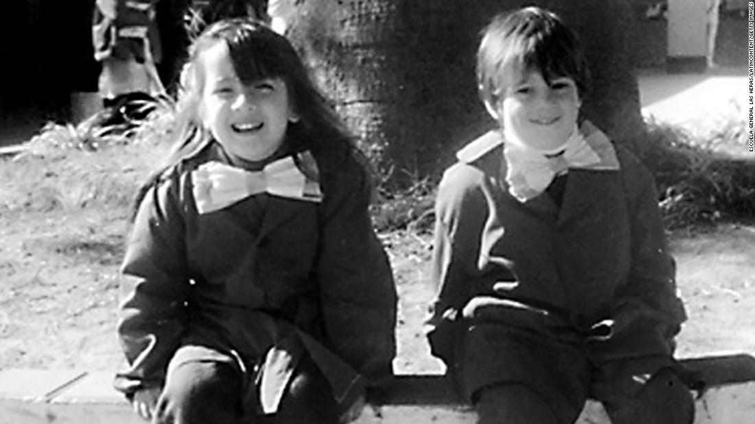 Messi, right, attends elementary school in Rosario, Argentina, in 1992. He was born in Rosario on June 24, 1987, and is the third of four children born to Jorge Messi, a steel factory worker, and Celia María Cuccittini.