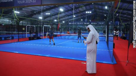 A padel court is seen in the Qatari capital Doha earlier this year. 