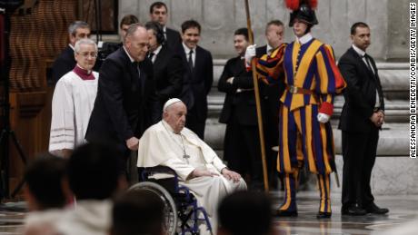 Pope Francis leads a mass for Our Lady of Guadalupe at St. Peter&#39;s Basilica on December 12, 2022 in Rome, Italy.