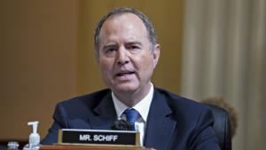 Representative Adam Schiff, a Democrat from California, speaks during a hearing of the Select Committee to Investigate the January 6th Attack on the US Capitol in Washington, DC, US, on Thursday, Oct. 13, 2022. The committee investigating last year&#39;s attack on the US Capitol makes what might be its final return to live television today to discuss new evidence, underscore main findings and air unused video footage and testimony.