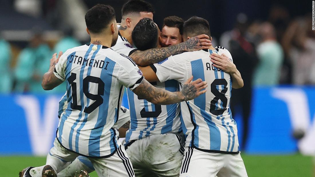 Messi and teammates celebrate after &lt;a href=&quot;http://www.cnn.com/2022/11/20/football/gallery/world-cup-2022/index.html&quot; target=&quot;_blank&quot;&gt;winning the World Cup final&lt;/a&gt; in a penalty shootout over France in December 2022.