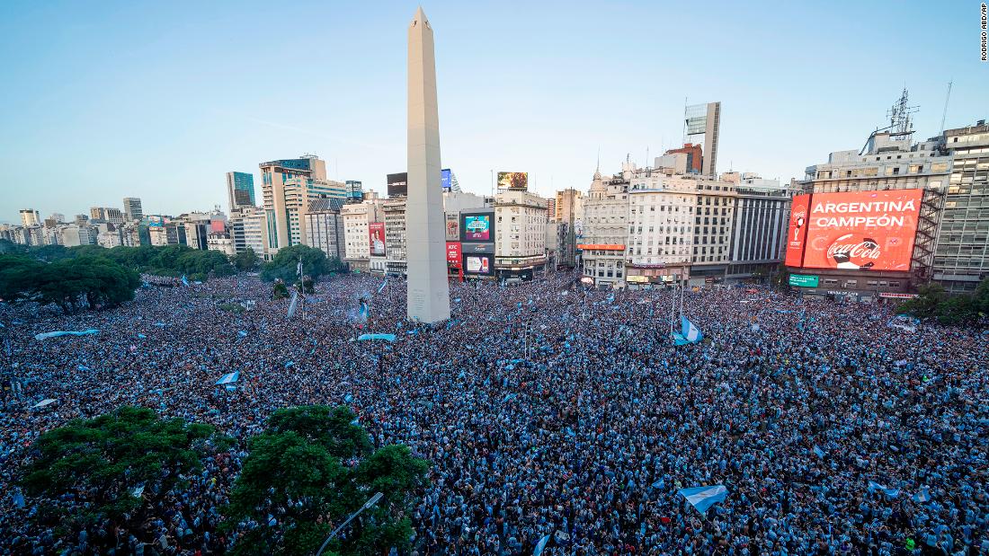Argentina fans celebrate in Buenos Aires.