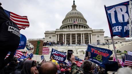 Supporters of Donald Trump storm the US Capitol on January 6, 2021, in Washington, DC. 