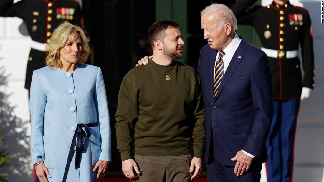 Biden and first lady Jill Biden welcome Zelensky at the White House on Wednesday.
