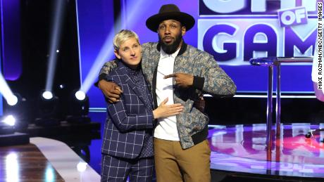 Ellen DeGeneres poses with Stephen &quot;tWitch&quot; Boss on the set of &quot;Ellen&#39;s Game of Games.&quot; 