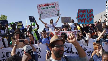 Protesters demonstrate  during the UN&#39;s COP27 climate conference in November in Sharm el-Sheikh, Egypt.