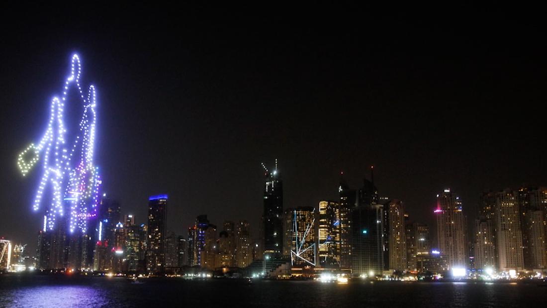 Hundreds of drones are lighting up the night sky in Dubai