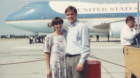 Kevin McCarthy and wife Judy pose in front of Air Force One in 1992.