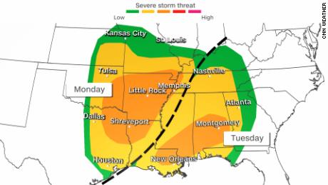 The storm could bring severe weather to millions as it moves east.