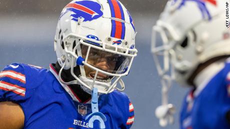 Buffalo Bills safety Damar Hamlin (3) warms up before playing against the New York Jets in an NFL football game, Sunday, Dec. 11, 2022, in Orchard Park, N.Y.