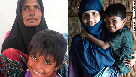 From (L-R) Hatemon Nesa and her five-year old daughter Umme Salima in Aceh province in Indonesia and before in Cox&#39;s Bazaar, Bangladesh. 
