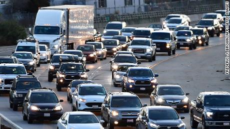 Drivers wait in traffic during the morning rush hour commute in Los Angeles, California on February 23, 2022, as gas prices hit over $6 dollars per gallon. - Stock markets mostly rose and oil prices held relatively steady on February 23 as economic sanctions imposed on Moscow over the Russia-Ukraine crisis were deemed less harsh than expected. Brent crude stood at $96.73 per barrel, having soared to a seven-year high of $99.50 on February 22 on fears of disruptions to key Russian oil supplies. (Photo by Frederic J. BROWN / AFP) (Photo by FREDERIC J. BROWN/AFP via Getty Images)