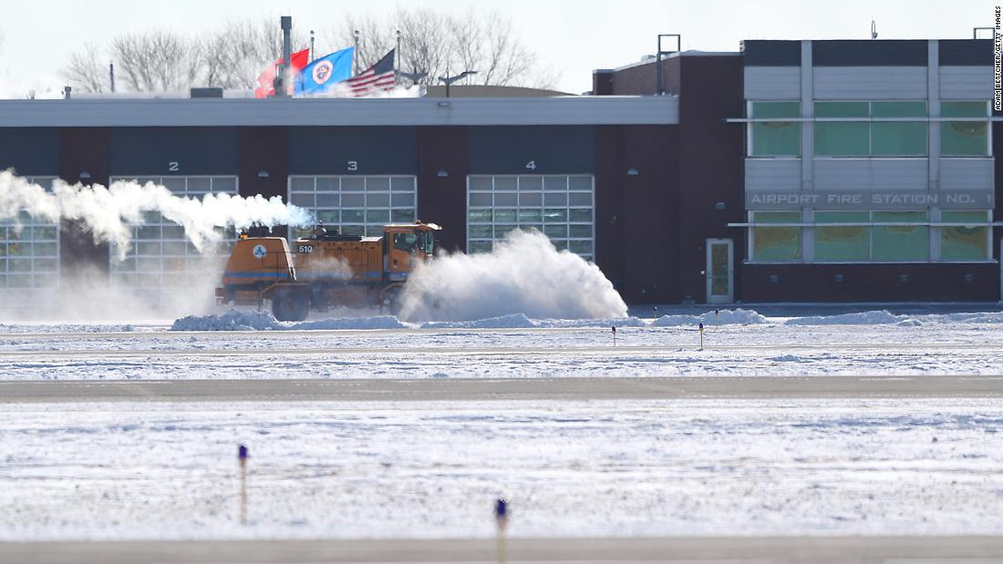 Delta jet runs off the end of a taxiway amid icy conditions at Minnesota airport