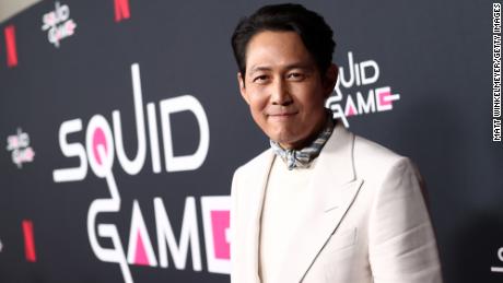&quot;Squid Game&quot; star Lee Jung-jae attends the Los Angeles screening of the hit Netflix show on November 8, 2021.