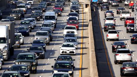 Heavy traffic moves along the 101 freeway in Los Angeles. The EPA is proposing a new standard for fine particulate matter pollution, one source of which is the burning of gasoline and diesel fuel.