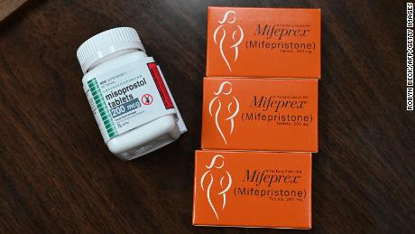 Mifepristone (Mifeprex) and Misoprostol, the two drugs used in a medication abortion, are seen at the Women&#39;s Reproductive Clinic, which provides legal medication abortion services, in Santa Teresa, New Mexico, on June 17, 2022. Mifepristone is taken first to stop the pregnancy, followed by Misoprostol to induce bleeding. - In the wake of Friday&#39;s ruling by the US Supreme Court striking down Roe v Wade and the federally protected right to an abortion, women from Texas and other states are traveling to clinics like the Women&#39;s Reproductive Health Clinic in New Mexico for legal abortion services under the state&#39;s more liberal laws. - RESTRICTED TO EDITORIAL USE (Photo by Robyn Beck / AFP) / RESTRICTED TO EDITORIAL USE (Photo by ROBYN BECK/AFP via Getty Images)