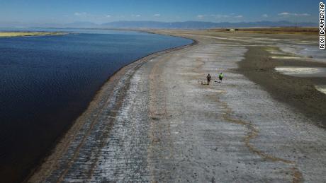 The Great Salt Lake has fallen to record low two years in a row.