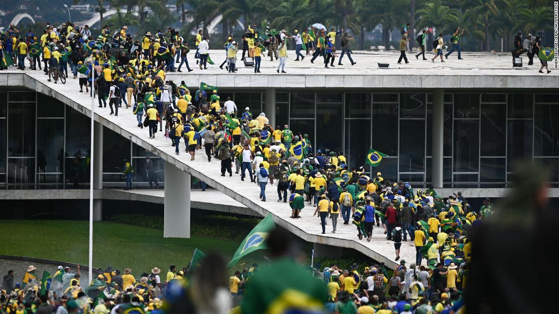 Bolsonaro supporters storm the National Congress in Brasilia.