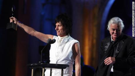 Beck (L) seen here during the 24th Annual Rock and Roll Hall of Fame Induction Ceremony in 2009 in Cleveland, Ohio.