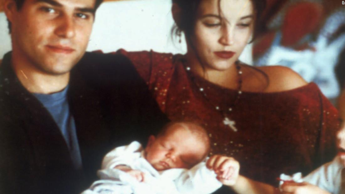 Presley and her first husband, musician Danny Keough, are seen in 1992 with their second child, Benjamin, and their daughter, Riley Keough. The pair divorced in May 1994.