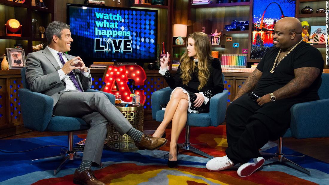 Presley appears with host Andy Cohen and singer CeeLo Green on a 2013 episode of &quot;Watch What Happens Live.&quot;