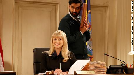 Melissa Rauch and Kapil Talwalkar in NBC&#39;s revival of &quot;Night Court.&quot;