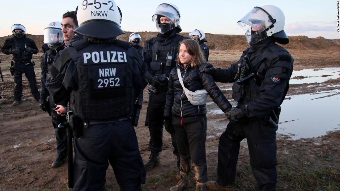 Climate activist Greta Thunberg detained by police in Germany at coal mine protest