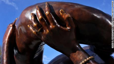 Boston, MA - January 10: Embrace, the Dr. Martin Luther King Jr. memorial sculpture at Boston Common. (Photo by Craig F. Walker/The Boston Globe via Getty Images) 
