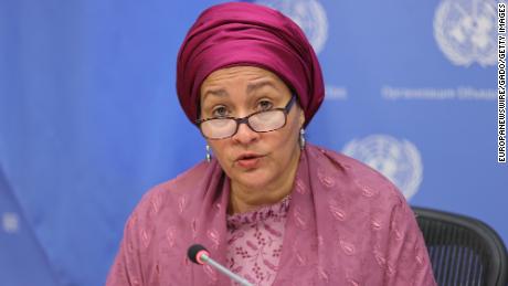 UN Deputy Secretary-General Amina Mohammed, pictured in New York in April 2022, &quot;stressed the need to uphold human rights, especially for women and girls&quot; in Afghanistan.
