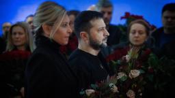 Ukrainian president and first lady lay flowers at helicopter crash memorial