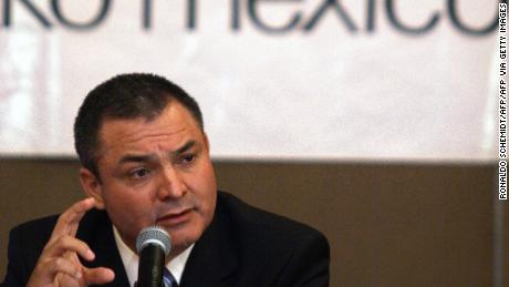Mexico City, MEXICO: Mexican Federal Public Security Secretary Genaro Garcia answers questions during a press conference with international correspondents in Mexico City 17 May 2007. Garcia informed about the results of the struggle against drug-trafficking in the country.    AFP PHOTO/Ronaldo SCHEMIDT (Photo credit should read Ronaldo Schemidt/AFP via Getty Images)