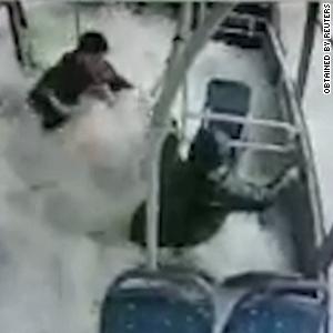 Video shows moment driver loses control of bus and plunges into lake