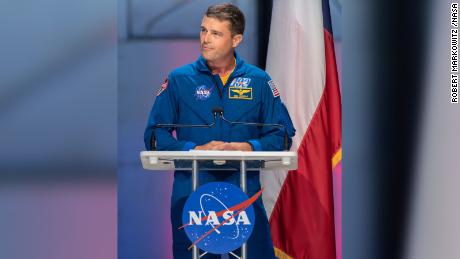 Reid Wiseman speaks during the NASA 2021 Astronaut Candidate Announcement at Houston&#39;s Ellington Field.