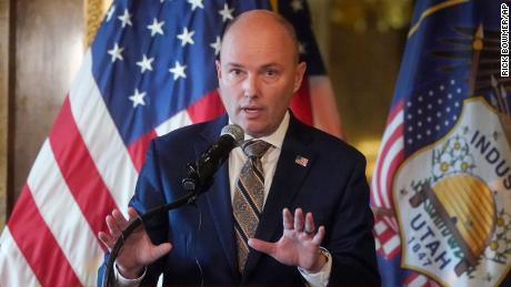 Utah Gov. Spencer Cox speaks during a news conference at the Utah Capitol building on Friday, February 18, 2022, in Salt Lake City. 