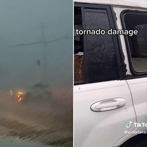 Woman's dashboard camera captures the terrifying moment she got trapped in a tornado