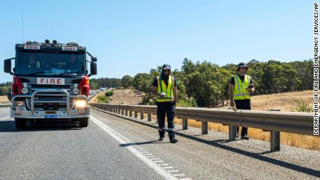Members of the Department of Fire and Emergency Services search for the radioactive capsule on the outskirts of Perth, Australia, on Jan. 28, 2023. 