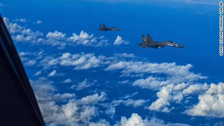 Fighter jets of the Eastern Theater Command of the Chinese People&#39;s Liberation Army conduct joint combat training exercises around the island of Taiwan on August 7, 2022.