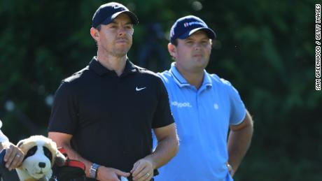 Rory McIlroy and Patrick Reed are pictured together at the Memorial Tournament at Muirfield Village Golf Club in June 2022.