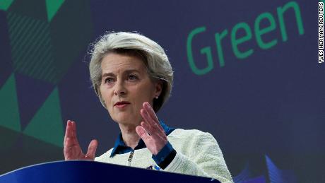 European Commission President Ursula von der Leyen details the EU&#39;s &quot;Green Deal Industrial Plan&quot; to ensure the bloc plays a leading role in clean tech production in Brussels, Belgium, on February 1.