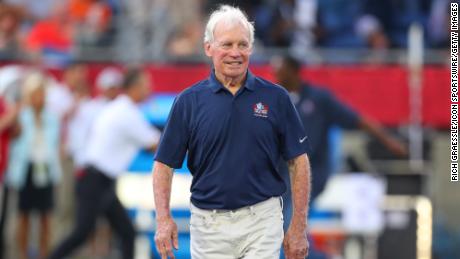 CANTON, OH - AUGUST 02:  NFL Hall of Fam Member Bobby Beathard is introduced prior to the National Football League Hall of Fame Game between the Chicago Bears and the Baltimore Ravens on August 2, 2018 at Tom Benson Hall of Fame Stadium in Canton, Ohi0.(Photo by Rich Graessle/Icon Sportswire via Getty Images)